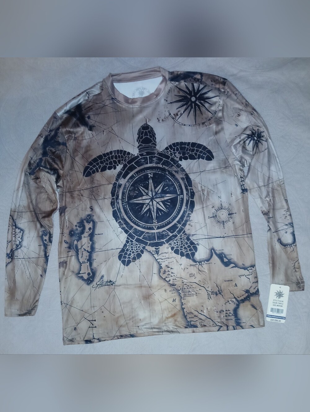 Men's Turtle Compass Print Swim Rash Guard UPF50
